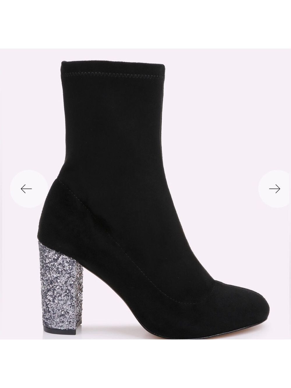 Jewel Badgley Mishcka Jovanna Glitter Block Heel Black Suede Bootie Size 7 NIB